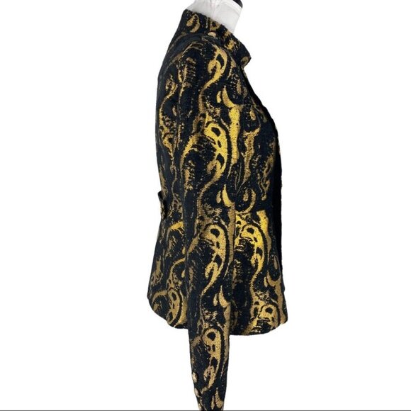 Ark & Co. Women's NWT Black Gold Formal Metallic Silk Wool Luxury Jacket M/C38 - Picture 7 of 10